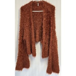 Free People Rust Fuzzy Cardigan